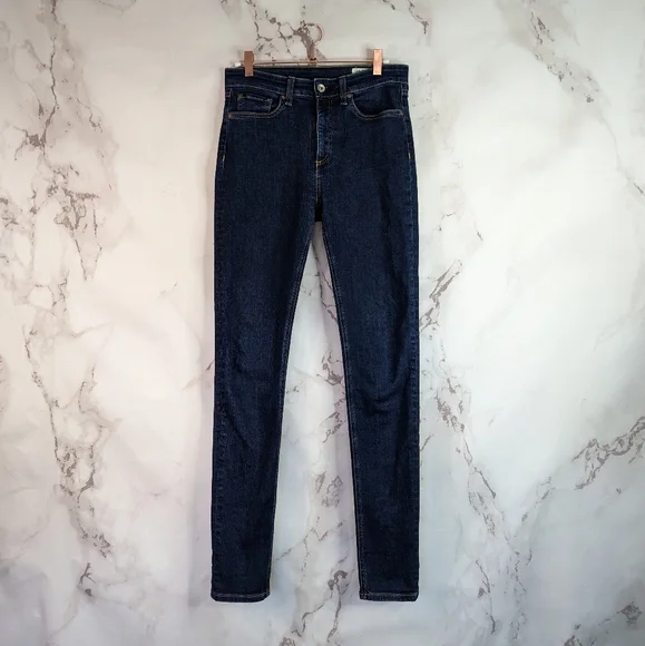 Rag & Bone Nina High Rise Skinny Jeans Marine Blue Dark Wash Denim - Picture 2 of 10